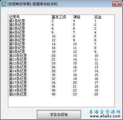 数据库字段求和