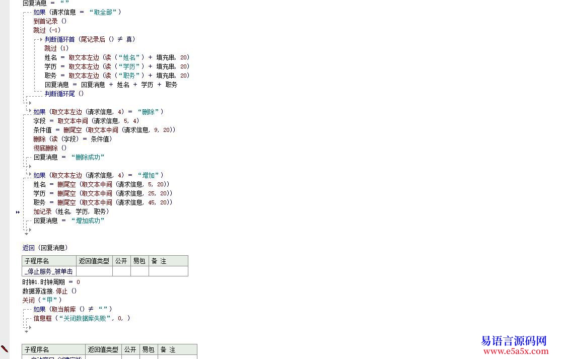 求助高手进解决这个问题后易语言自带的数据库就可以基本支持网络了